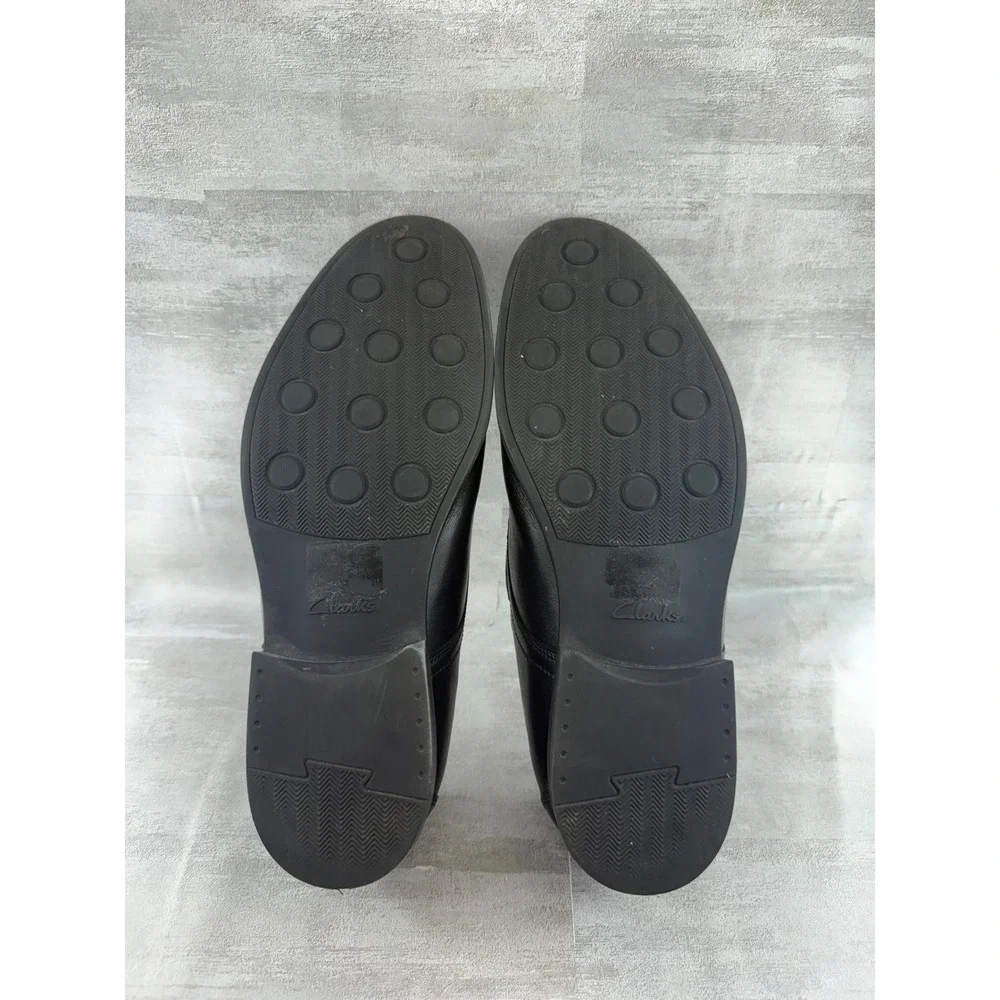 Clarks Men Tilden Free Black Leather Slip On Loafers Dress Shoes Sz 11.5 M
